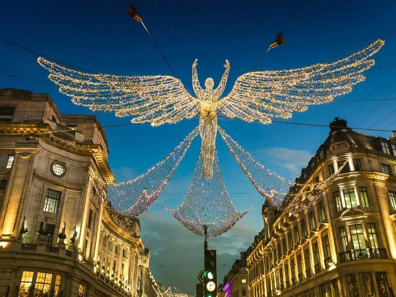 London christmas lights on Regent's Street