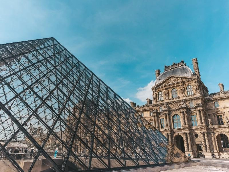 The Louvre glass pyramid from outside