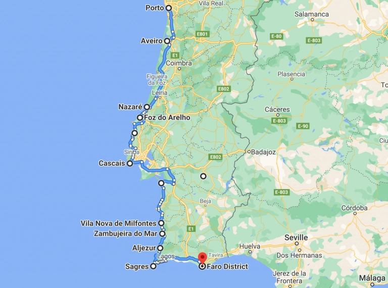 Porto to Lisbon road trip